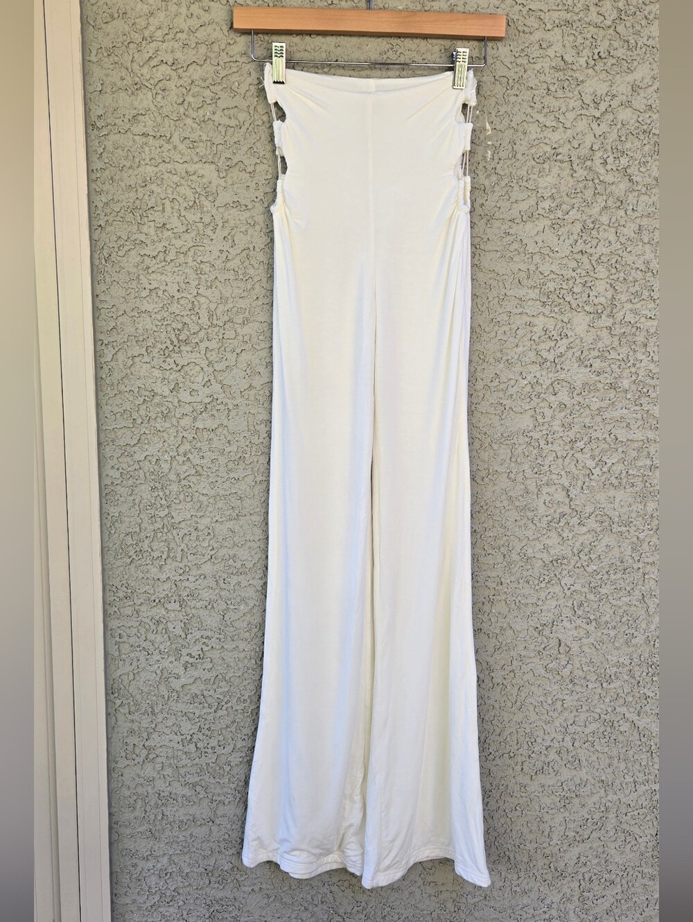 Meshki Women’s White Wide-Leg Pants  with Side Cutouts